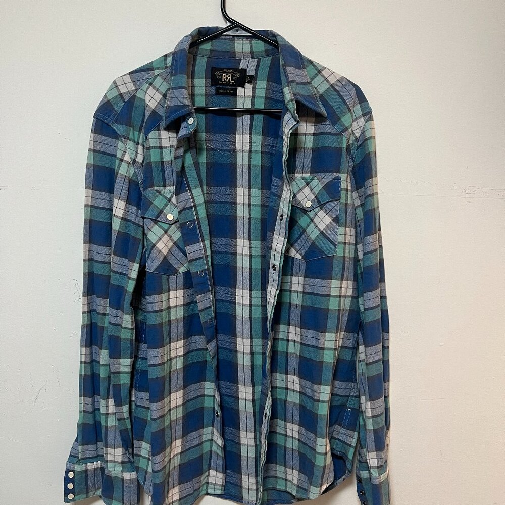 DOUBLE RL RALPH LAUREN RRL 100% COTTON FLANNEL SHIRT- MEN'S SIZE LARGE